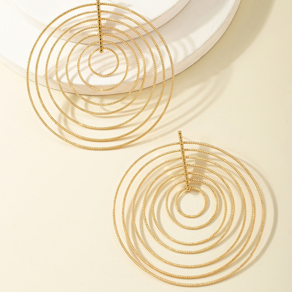 Multi-Layered Alloy Earrings Geometric Mori Style Jewelry
