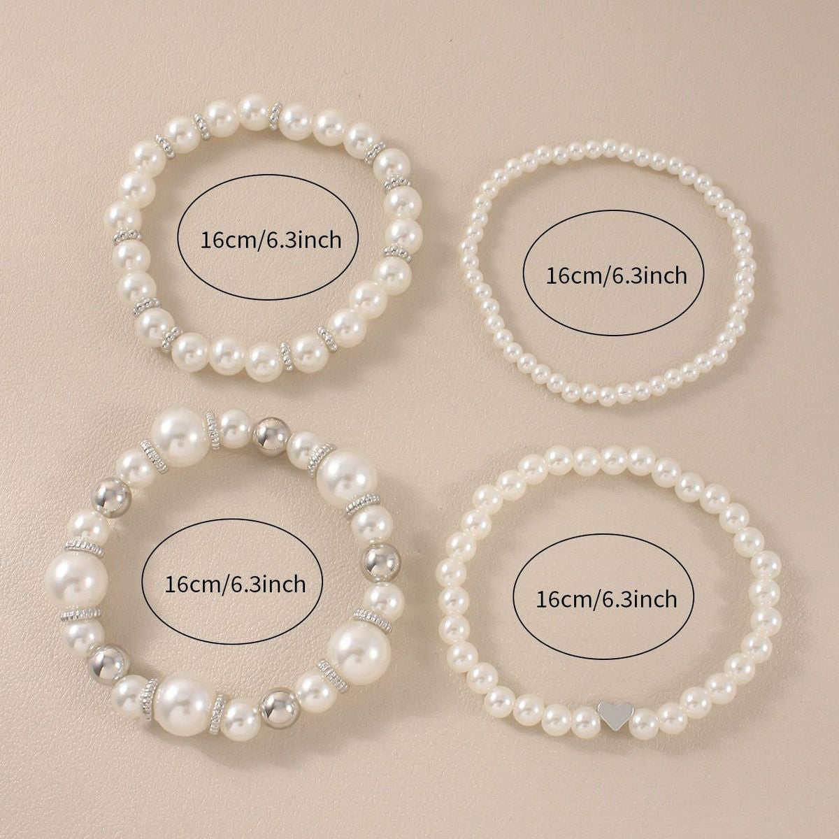 Conjunto de pulseras de perlas de amor de moda para mujer
