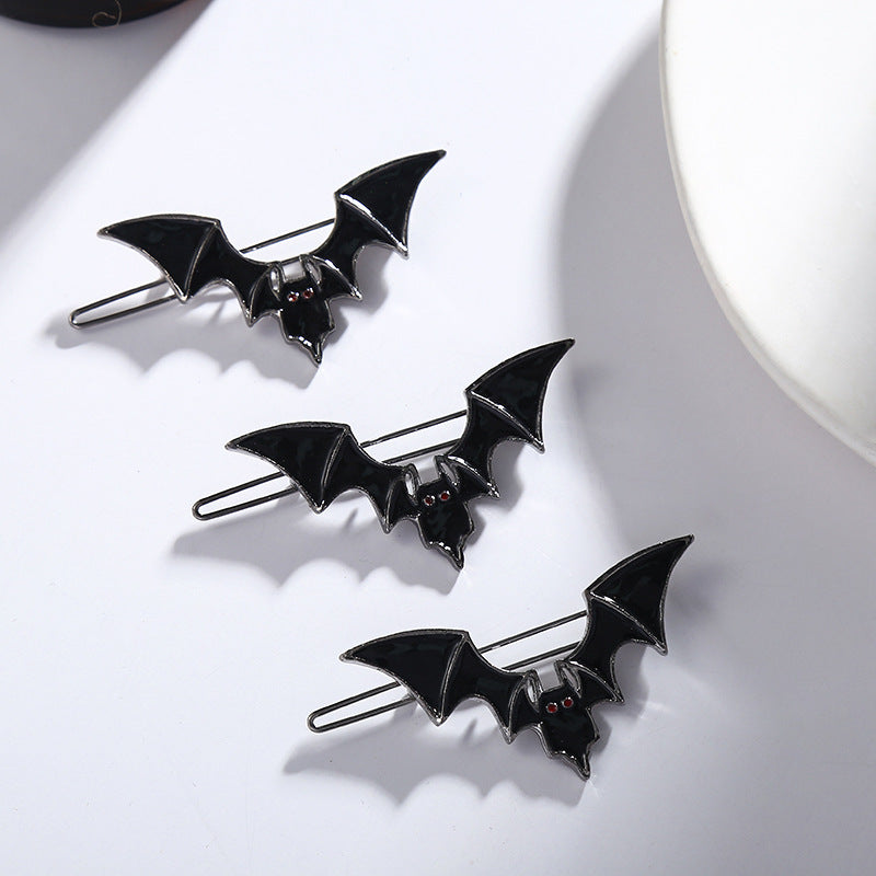 Horquillas de Halloween con diseño de murciélago negro y aceite de goteo para mujer