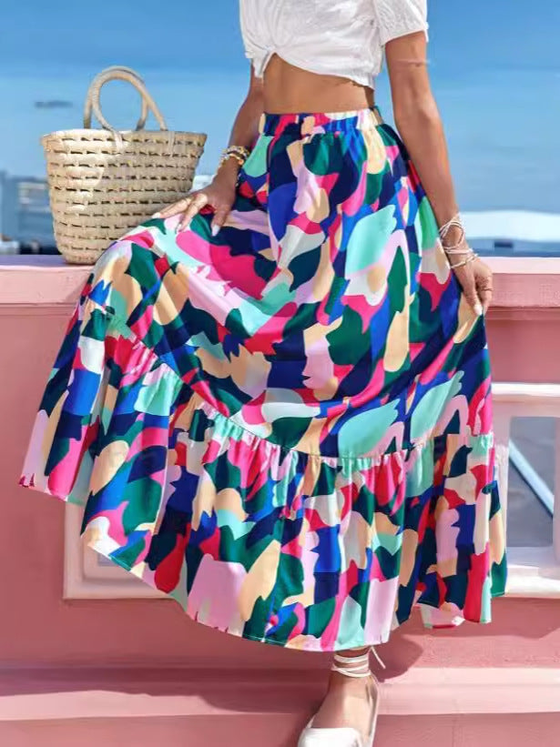Women Fashion Casual Printed Skirt with Abstract Pattern