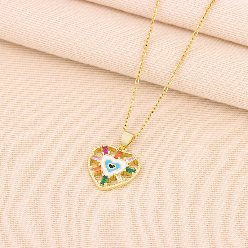 Collar con colgante hueco multicolor bohemio para mujer