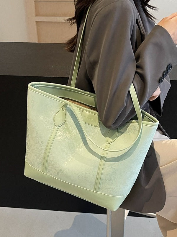 Women Fashionable Solid Color PU Tote Bag