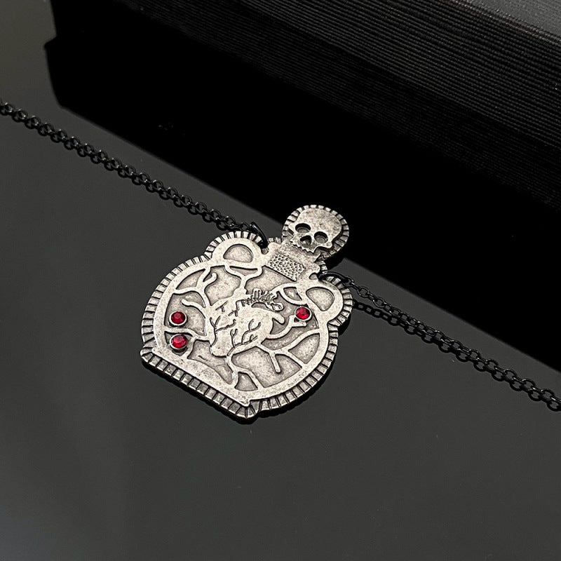 Collar con colgante de corazón y calavera vintage para mujer de Halloween