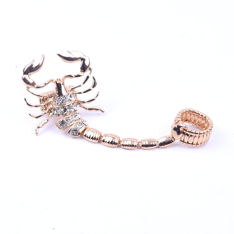Bague rétro en cristal avec motif scorpion pour femme