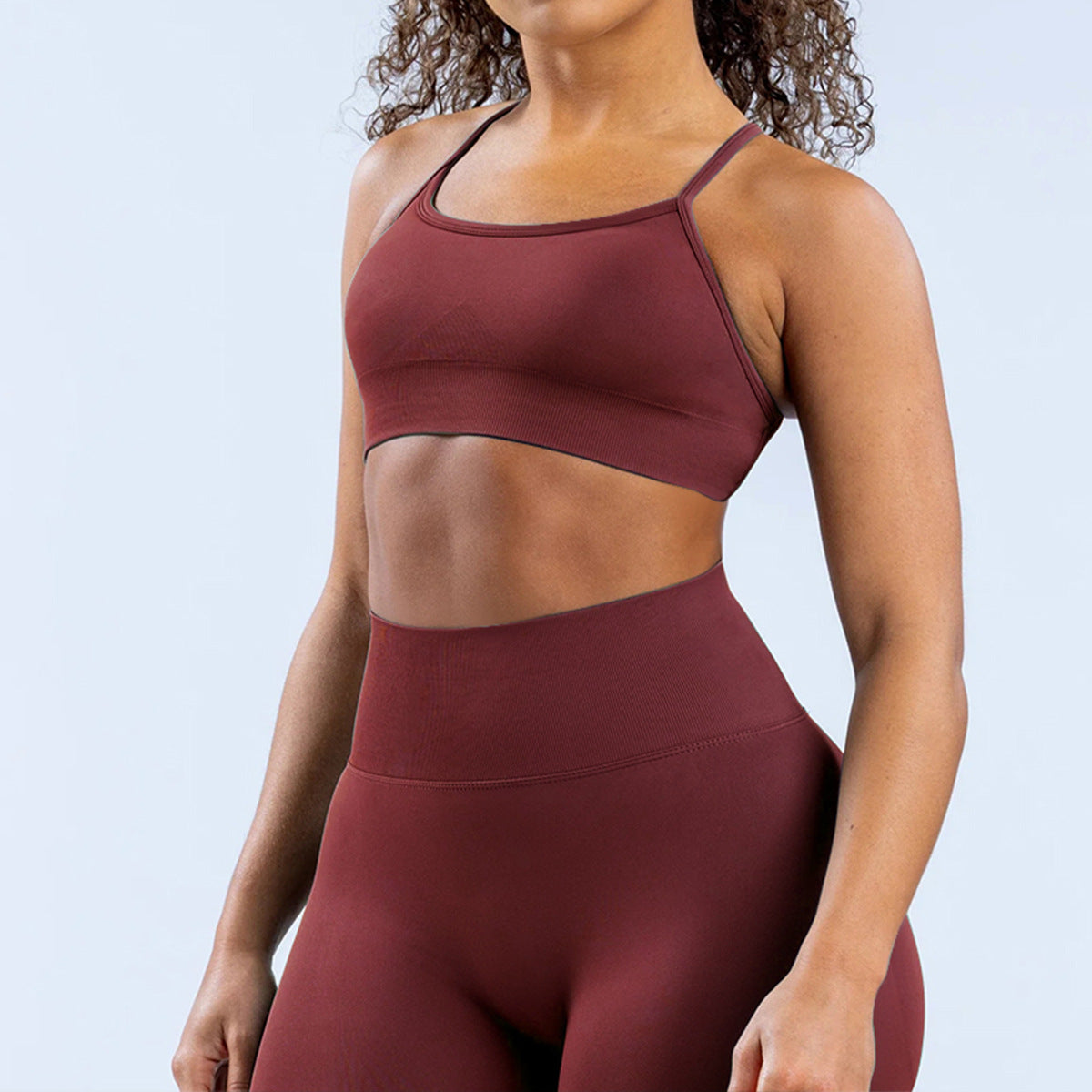 Soutien-gorge de yoga dos nu sans coutures, couleur unie, décontracté, pour femmes