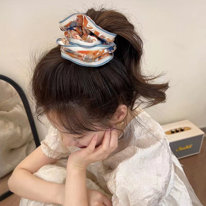 Romantic Green Vintage Oversized Hair Ring Flower Scrunchie