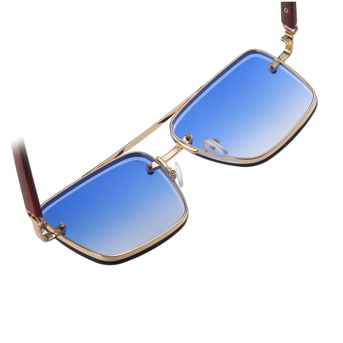 Gafas de sol informales de imitación de madera con borde cuadrado y diseño a la moda para hombre