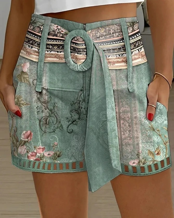 Short décontracté en dentelle patchwork pour femme
