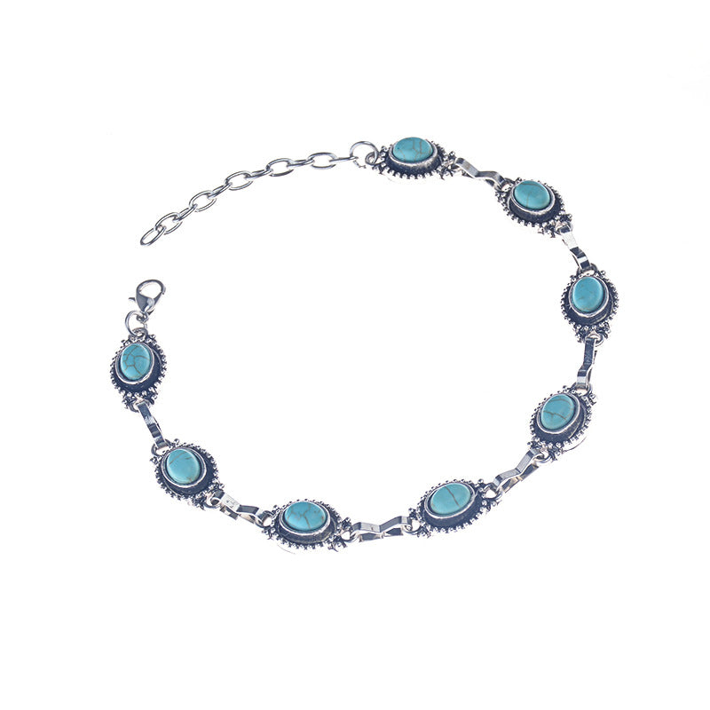 Tobillera vintage con piedra turquesa para mujer