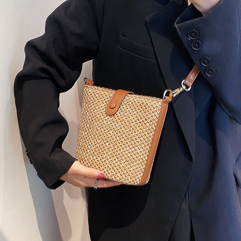 Bolso de hombro informal tejido estilo bohemio