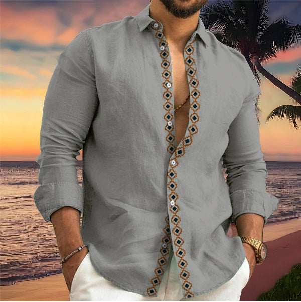 Men Fashion Casual Vacation Versatile Print Shirt