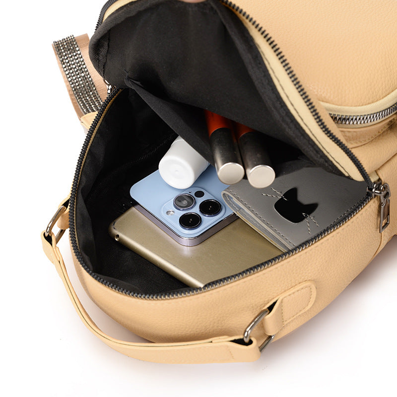 Women PU Soft Leather Small Casual Backpack