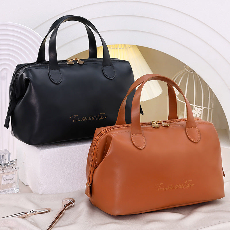 Bolsa de cosméticos de PU de gran capacidad para guardar maquillaje