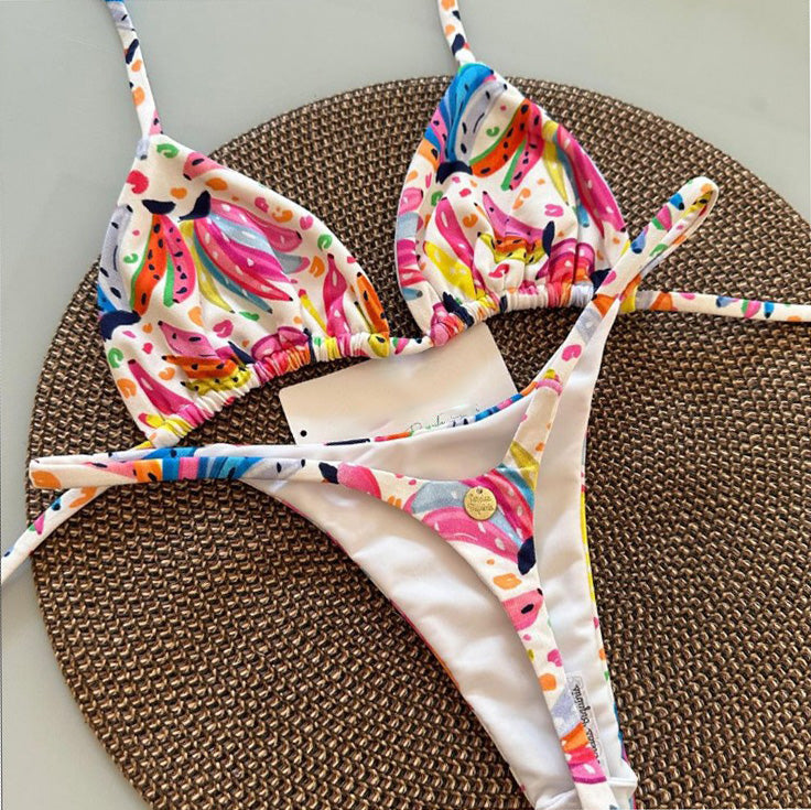 Maillot de bain bikini sexy à imprimé géométrique pour femme