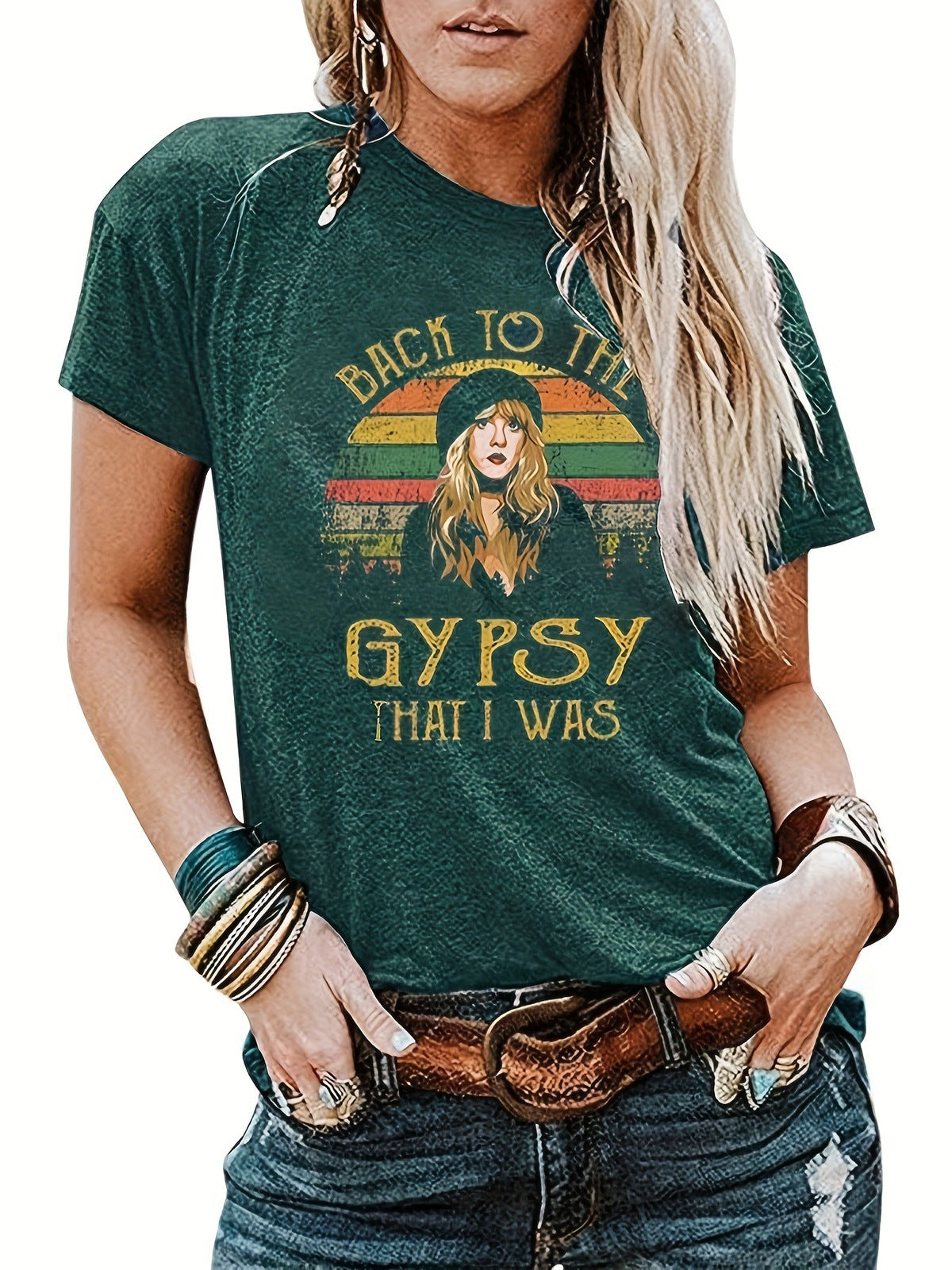 T-shirt décontracté en coton à motif de lettres pour femme