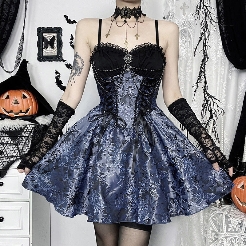 Robe gothique sexy bicolore à la mode pour femmes