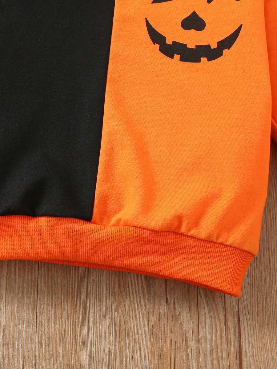 Kids Toddler Boys Pumpkin Print Cotton Sweater Trousers Set