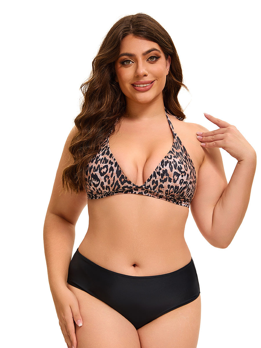 Conjunto de traje de baño sexy con estampado de leopardo para mujer de talla grande