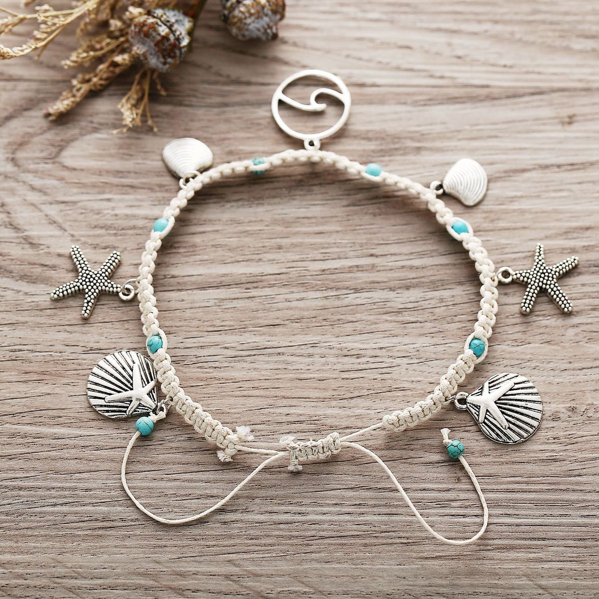 Bohemian Beach Starfish Shell Pendant Anklet