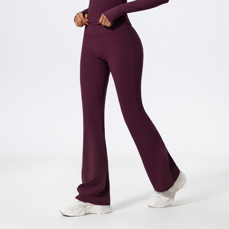 Pantalon de yoga décontracté taille haute à jambes larges pour femme en mélange de coton