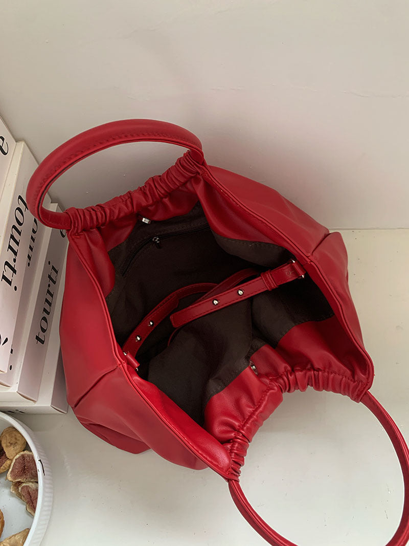 Sac à main plissé simple et tendance pour femme, couleur unie, grande capacité