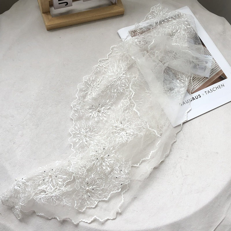 Bufanda de seda floral con encaje de moda de verano para mujer