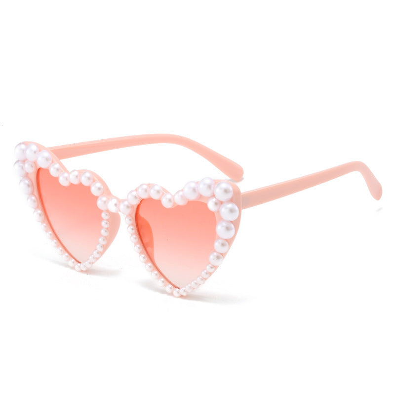Women Fashion Pearl Heart Sunglasses