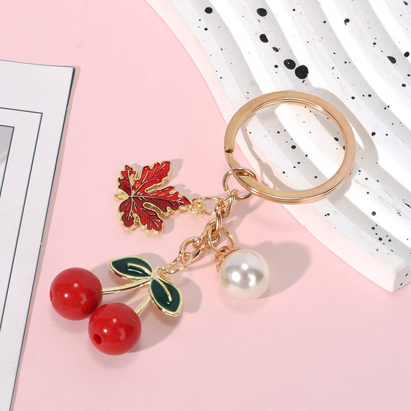 Fashion Red Cherry Fruit Key Chain