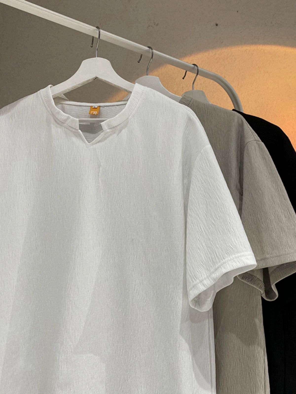 Men Summer Loose V-Neck Ice Silk T-Shirt