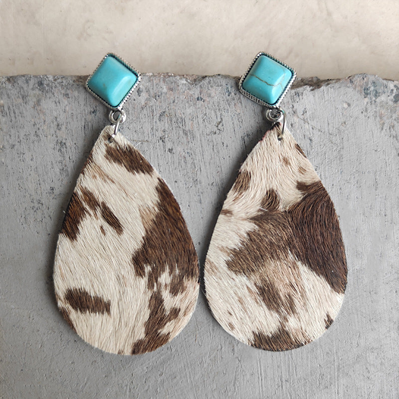 Boucles d'oreilles pendantes léopard bohème vintage pour femme