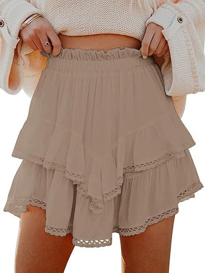 Falda plisada de capas, estilo bohemio, informal, de color liso, para mujer