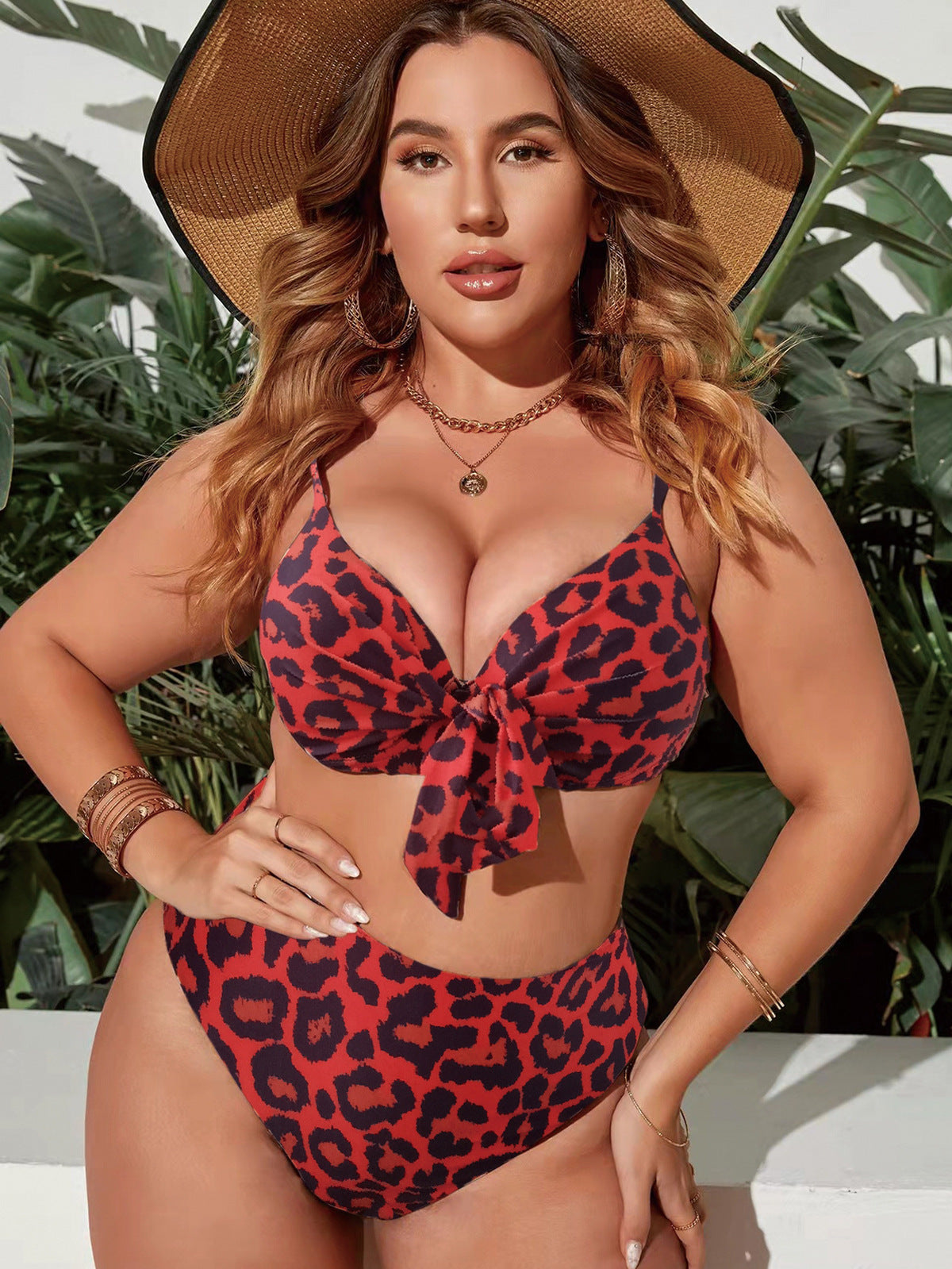 Traje de baño sexy con estampado de leopardo para mujer de talla grande