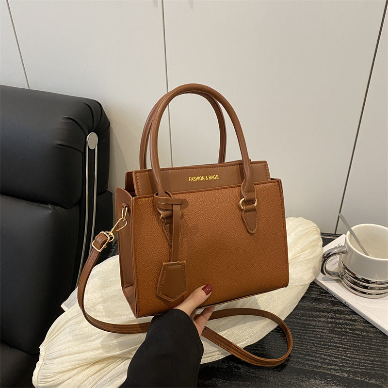 Bolso de mano pequeño cuadrado de PU con bloques de colores, informal y sencillo, a la moda para mujer