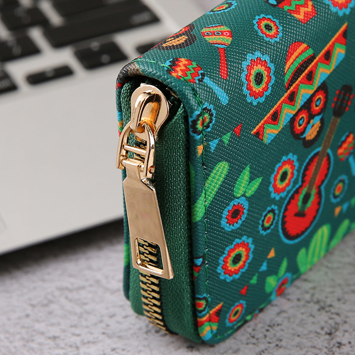 Halloween Women Cartoon Multicolor Skull Zipper Wallet