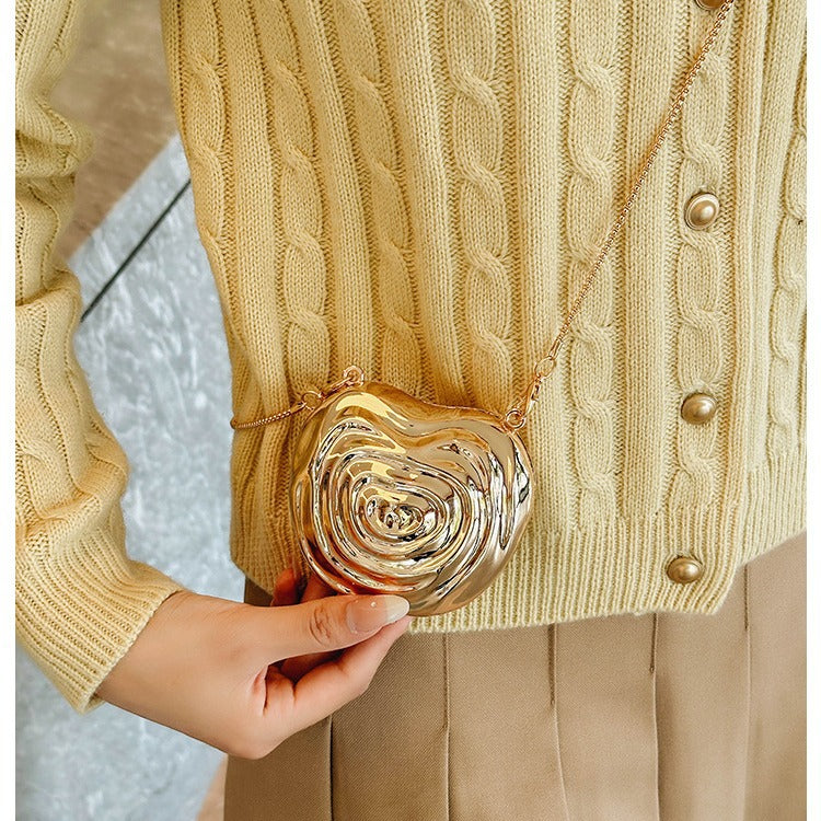 Bolso bandolera mini cuadrado con forma de corazón para mujer