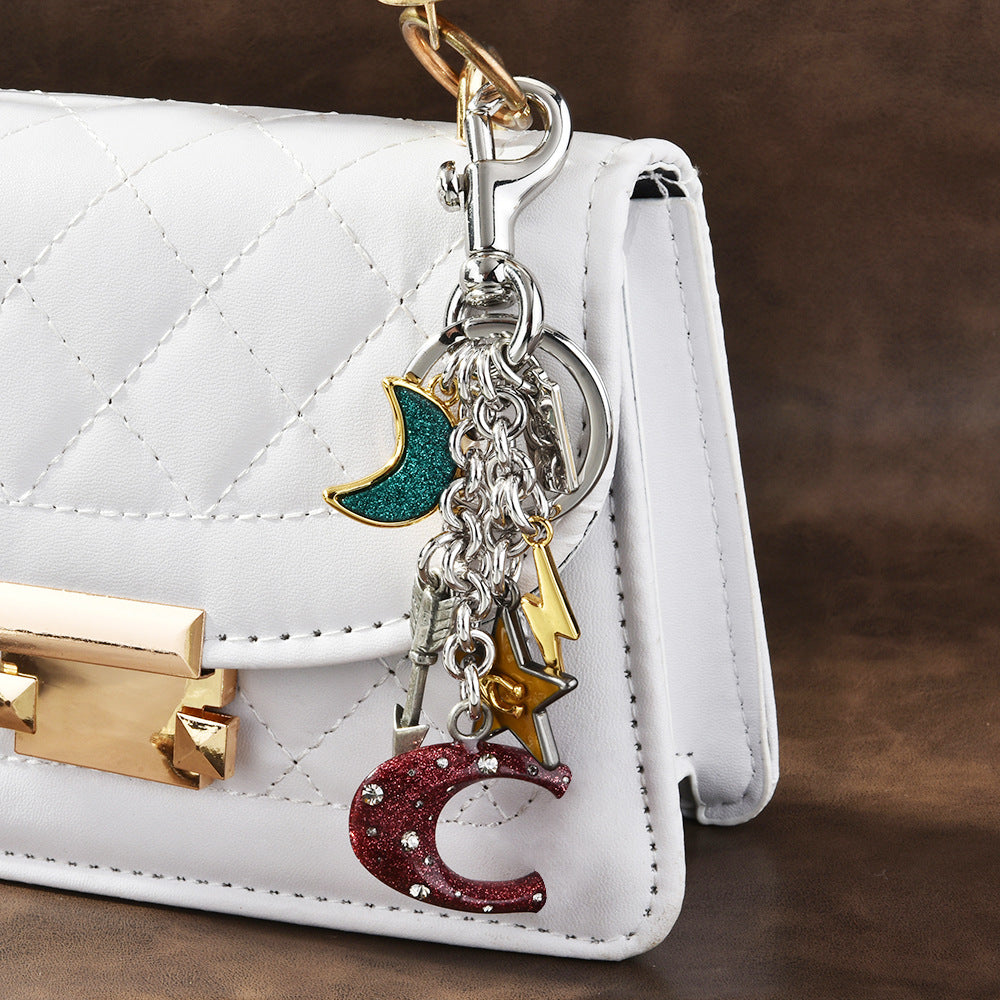 Cute Cartoon Alloy Moon Star Bag Pendant Keychain
