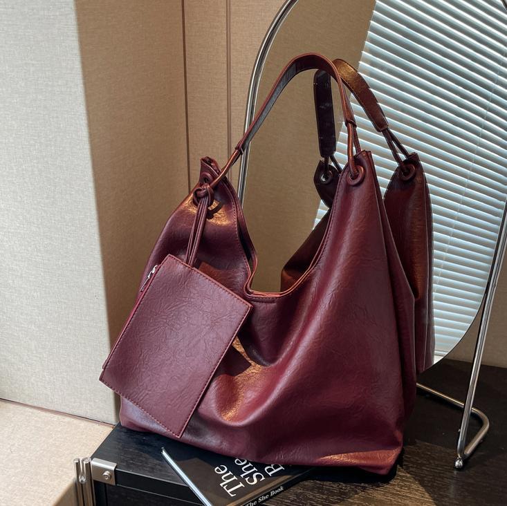 Bolso de mano informal de gran capacidad para mujer, de piel sintética, multicolor