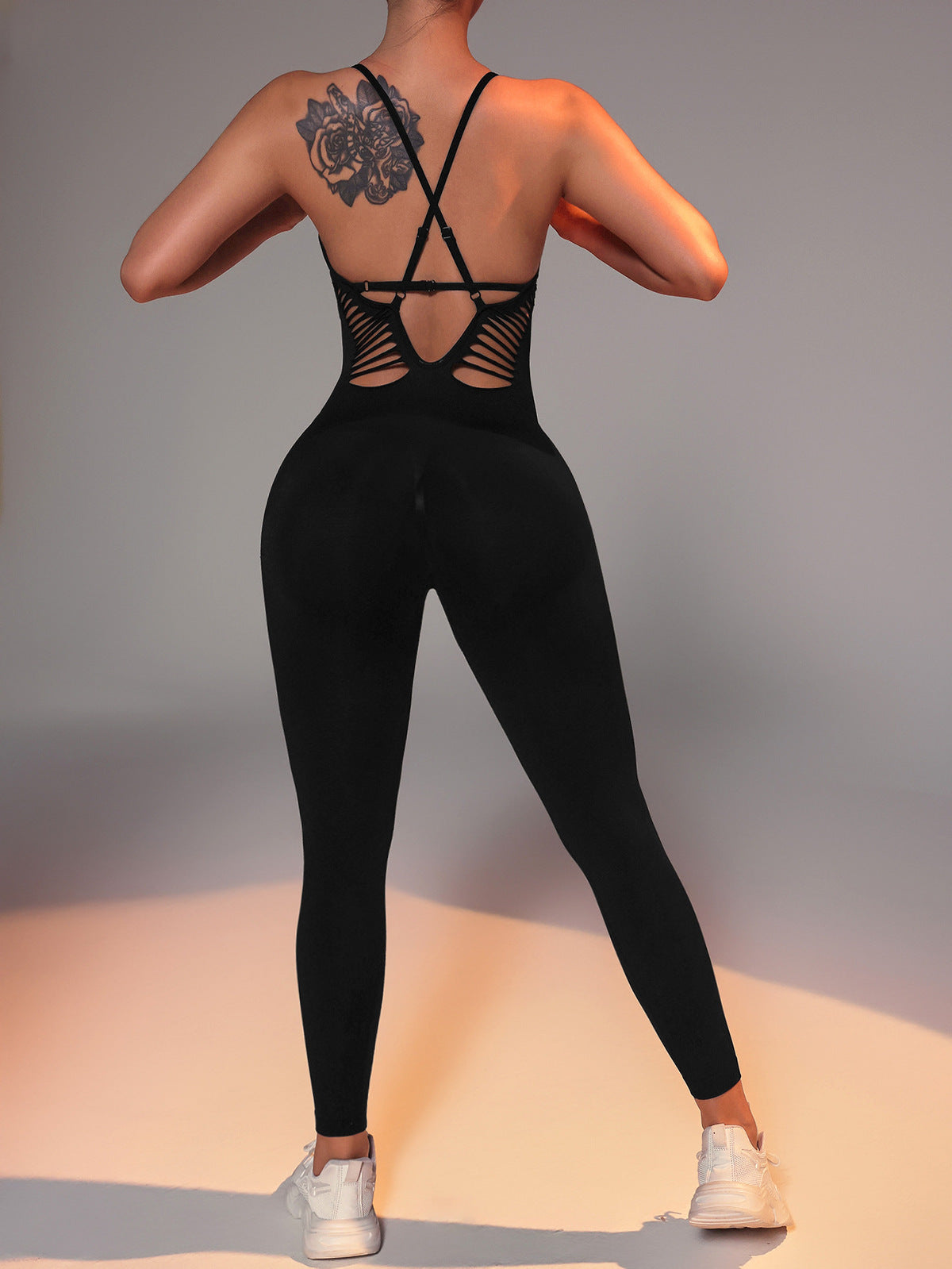 Women Fashion Solid Color Yoga Jumpsuit
