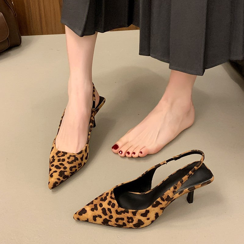 Chaussures à talons hauts à bout pointu et motif léopard sexy pour femmes