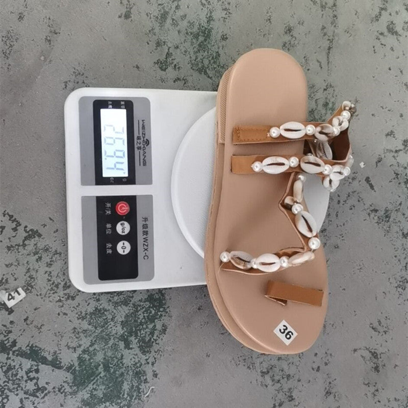 Sandales coquillages pour femmes, style bohème, décontractées, pour l'été et les vacances