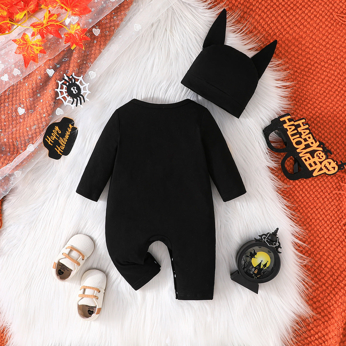 Pelele con estampado de esqueleto de Halloween para niños y niñas