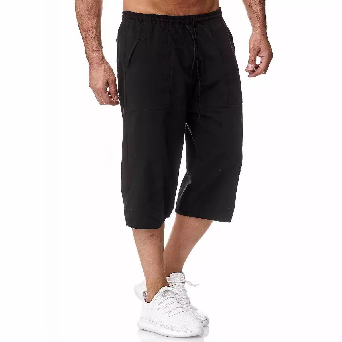 Men Casual Cotton And Linen Summer Cropped Pants