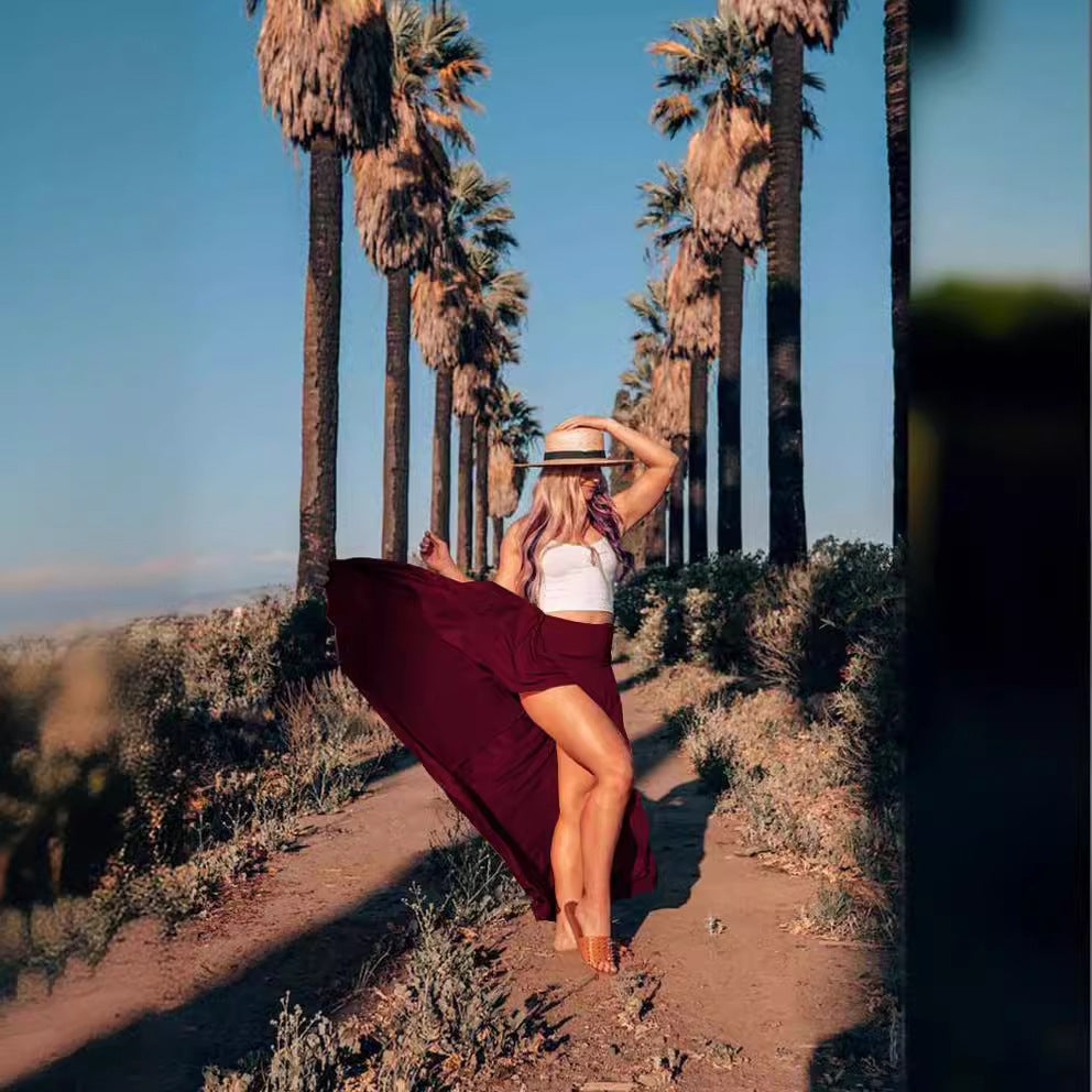 Falda irregular suelta de color sólido informal de verano para mujer