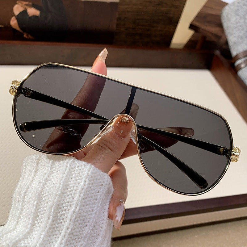 Fashion One-Frame Sunglasses - Trendy Metal Goggles