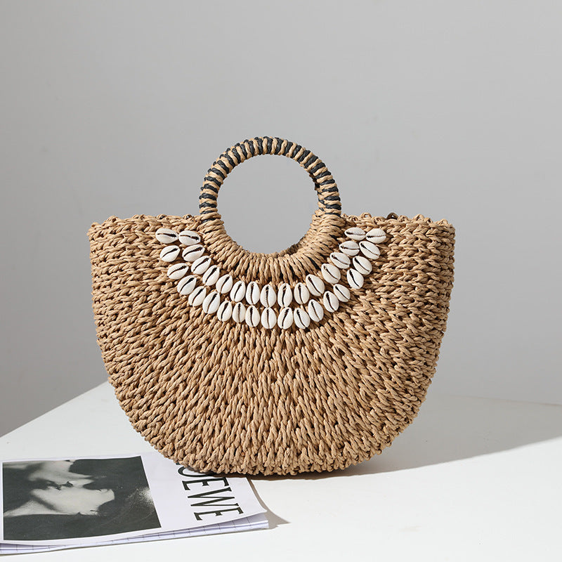 Vacation Beach Vintage Semi-Round Shell Handbag