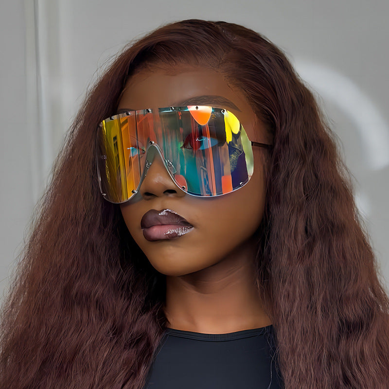 Fashion Large Frame Sunglasses - Metal Oval Style