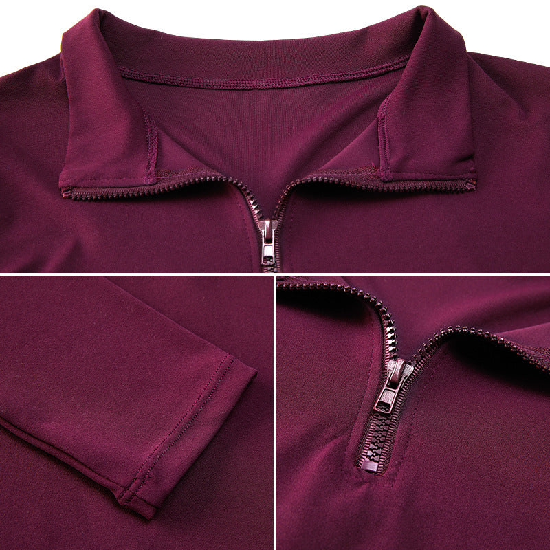 Women Fashion Casual Long-Sleeve Zipper Yoga T-Shirt