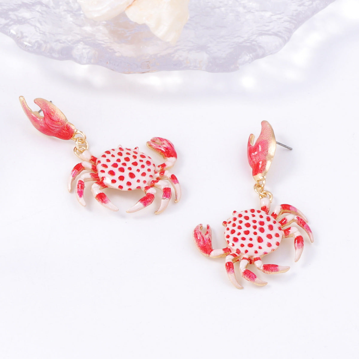 Boucles d'oreilles crabe en alliage, motif plage d'été et mer - Bijoux animaux multicolores