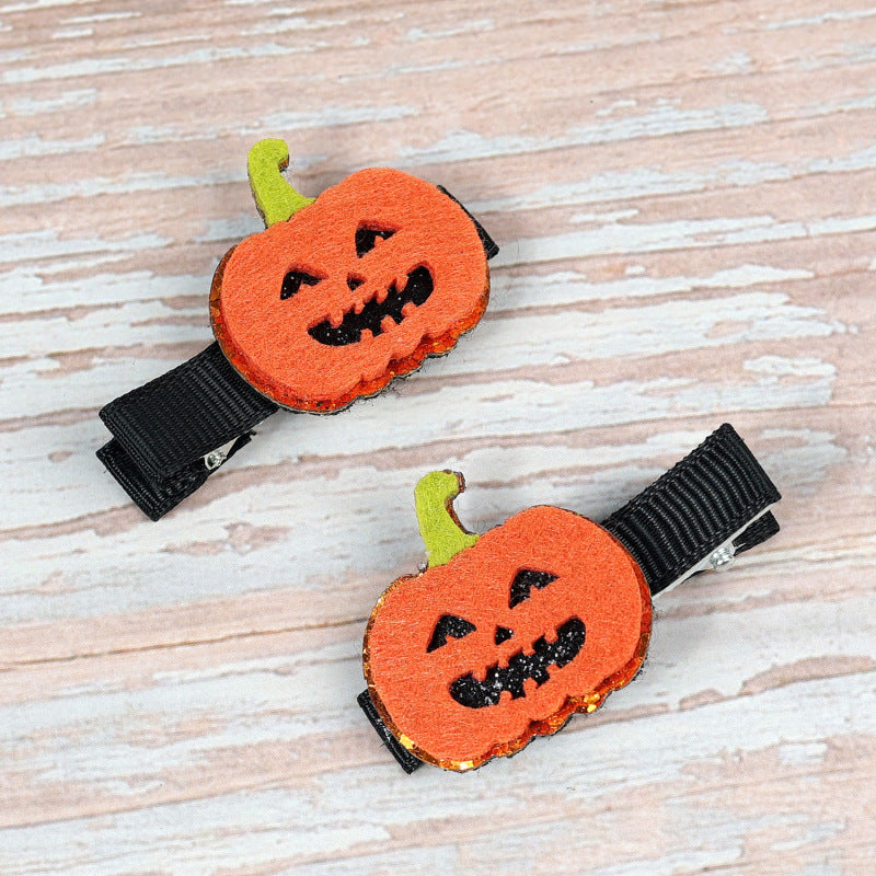Pince à cheveux Halloween pour enfants, motif citrouille et chauve-souris