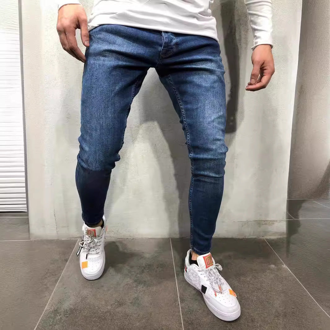 Men Fashion Basic Slim-Fit High Waist Jeans